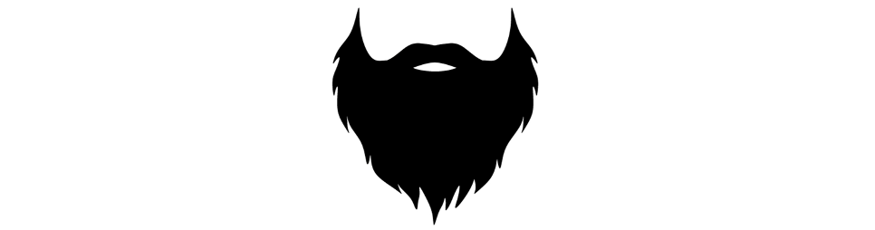 Silhouette of a black beard with a white background